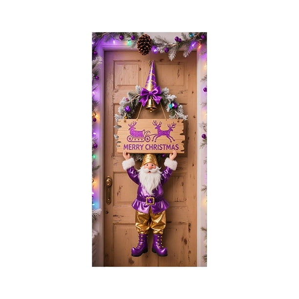 Decoraciones de Navidad Cubierta de Puerta de Navidad de 35 X 72 Pulgadas Cortina de Puerta de Navidad Decoración de Puerta Y Pared Del Día de Navidad Decoración de Fiesta Decoraciones de Navidad de I