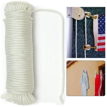 Qnp Rrg 80Ft Flagpole Rope 3/16 inch x 80 feet White Heavy Duty Poly Braided Rope