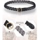 thumbnail image 4 of ShiYe toys store Cinturón de cuero trenzado para mujer, 3 piezas, cinturón fino tejido trenzado con hebilla de anilla en O, cinturón de cuero para vestido, falda, pantalón vaquero, 4 of 5