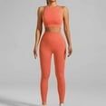 thumbnail image 2 of Fartey Workout Sets for Women Racerback Sports Bra Crop Tank Tops with High Waist Leggings 2 Piece Gym Yoga Outfits Orange S, 2 of 4