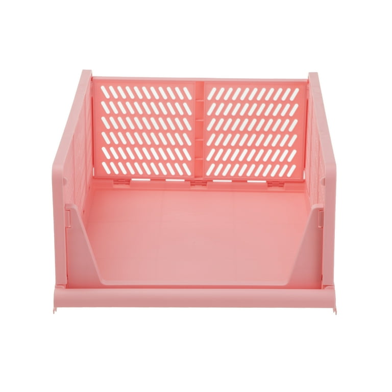 Your Zone Kids Collapsible Stacking Storage Bin, Pink photo 4