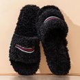 thumbnail image 5 of BOERTEU Women Striped Embroidered Fuzzy Open Toe House Slippers, 5 of 10