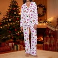 thumbnail image 2 of Christmas Pajamas for Women Holiday Party Christmas Printed Two Piece Pajama Sets Loose Fitting Turndown Collar Long Sleeve Shirts and Long Pajama Pants, 2 of 7