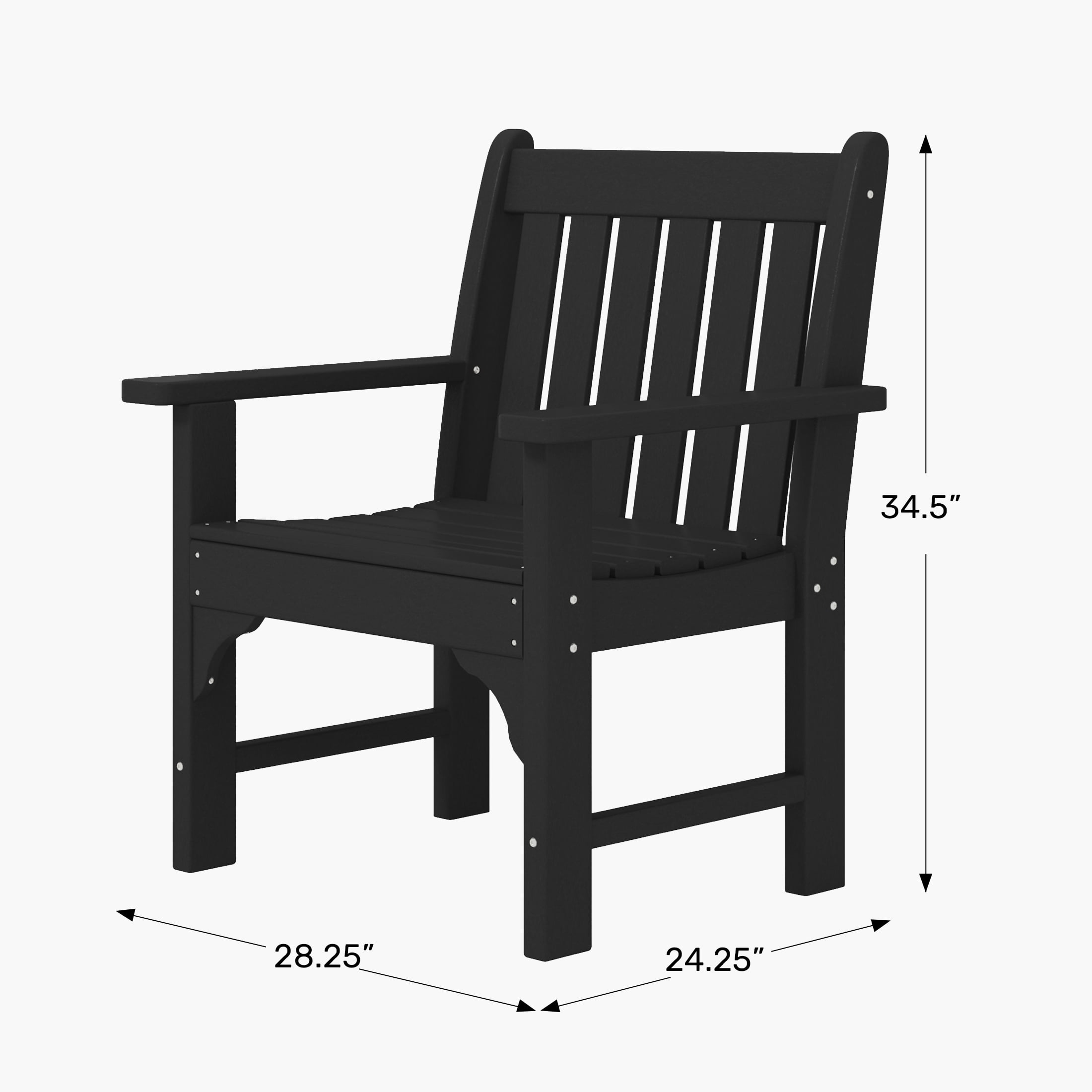 WestinTrends Malibu Outdoor Patio HDPE Adirondack Dining Arm Chairs (Set of 2), Black