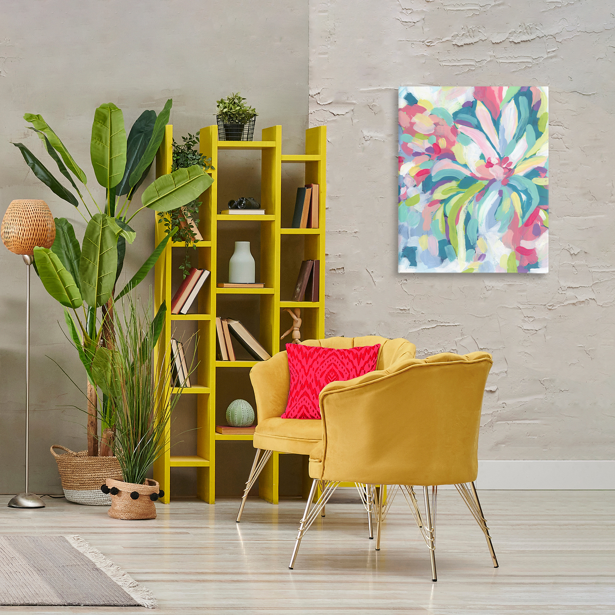 Stupell Industries Modern Bold Flower Strokes Abstract Painting Wrapped Canvas Art Print Wall Art, 24 x 30