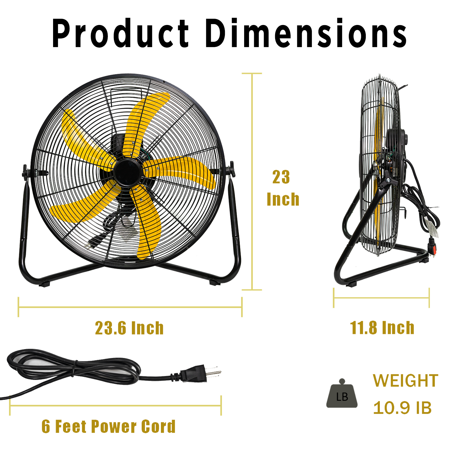 2pcs 20 Inch Heavy Duty Floor & Wall Mount Fan - 5200 CFM High Velocity, 160-Watt, 3-Speed, Industrial Cooling for Garage, Workshop, Office, Home - UL Listed