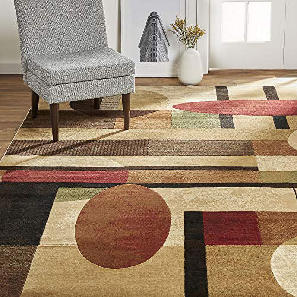 Home Dynamix Tribeca Jasmine Contemporary Geometric Area Rug, Brown/Red, 6'7"x9'10"