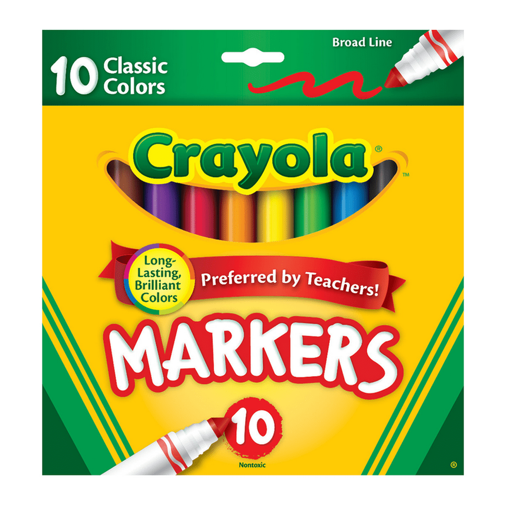 Crayola Marker Set, Assorted Colors, Beginner Child, 10 Count Walmart