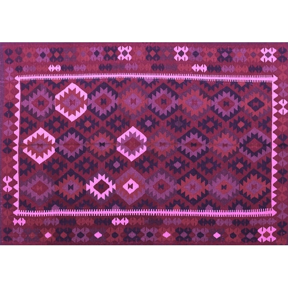 Ahgly Company Indoor Rectangle Oriental Purple Traditional Area Rugs, 7' x 9'