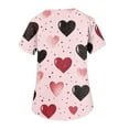 thumbnail image 5 of Valentine Day Scrub Tops for Woman V Neck Nursing Short Sleeve Medical Scrub Tops Love Heart Print Plus Size Cute Scrubs with Pockets Light pink XL, 5 of 5