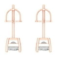 thumbnail image 4 of 2.0 Ct Emerald Cut Studs White Sapphire 14K Rose Solid Solid Gold Everyday Dainty Earrings Screw Back, 4 of 7