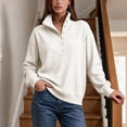 thumbnail image 5 of cocolona Stand Collar Sweatshirts for Women Button Down Long Sleeve Pullover Sweatshirts Loose Casual Solid Color Fall Tops, 5 of 7