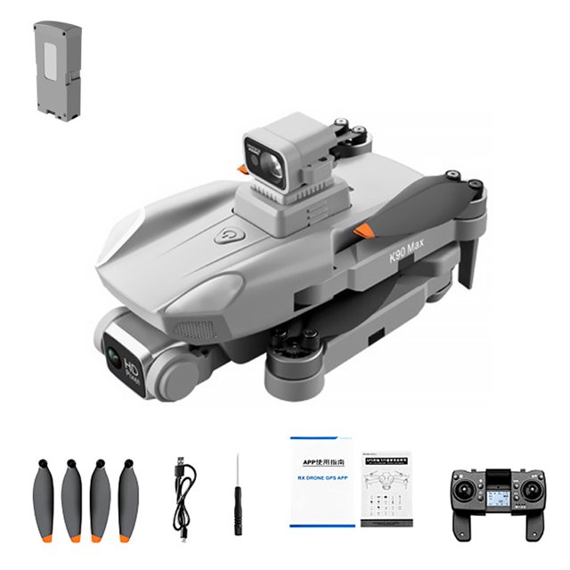 Cámara plegable DRONE DRONE 4K Resolución recargable Quadcopter 4 canales Control remoto a los niños Aviones ajustables Vuelo Gray 1pc Batería Inevent EL006203-04B