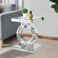 thumbnail image 7 of Crushed Diamond Mirrored End Table, Silver Side Accent Table, Small Mirrored Coffee Table for Living Room, Bedroom, 16"x12"x23", 7 of 7