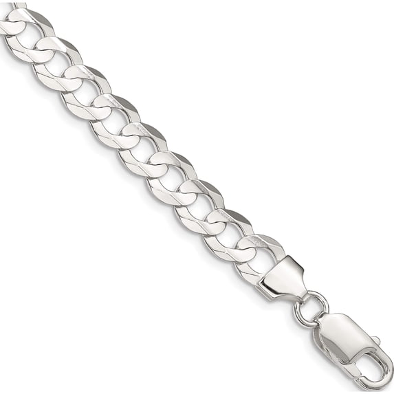 Sterling Silver 8mm Concave Beveled Curb Chain (9 X 8) Made In Italy qcbc200-9