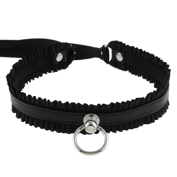 Stylish Black Lace Choker Necklace With Metal Decors Gothic Costume Jewelry For Roleplay Event