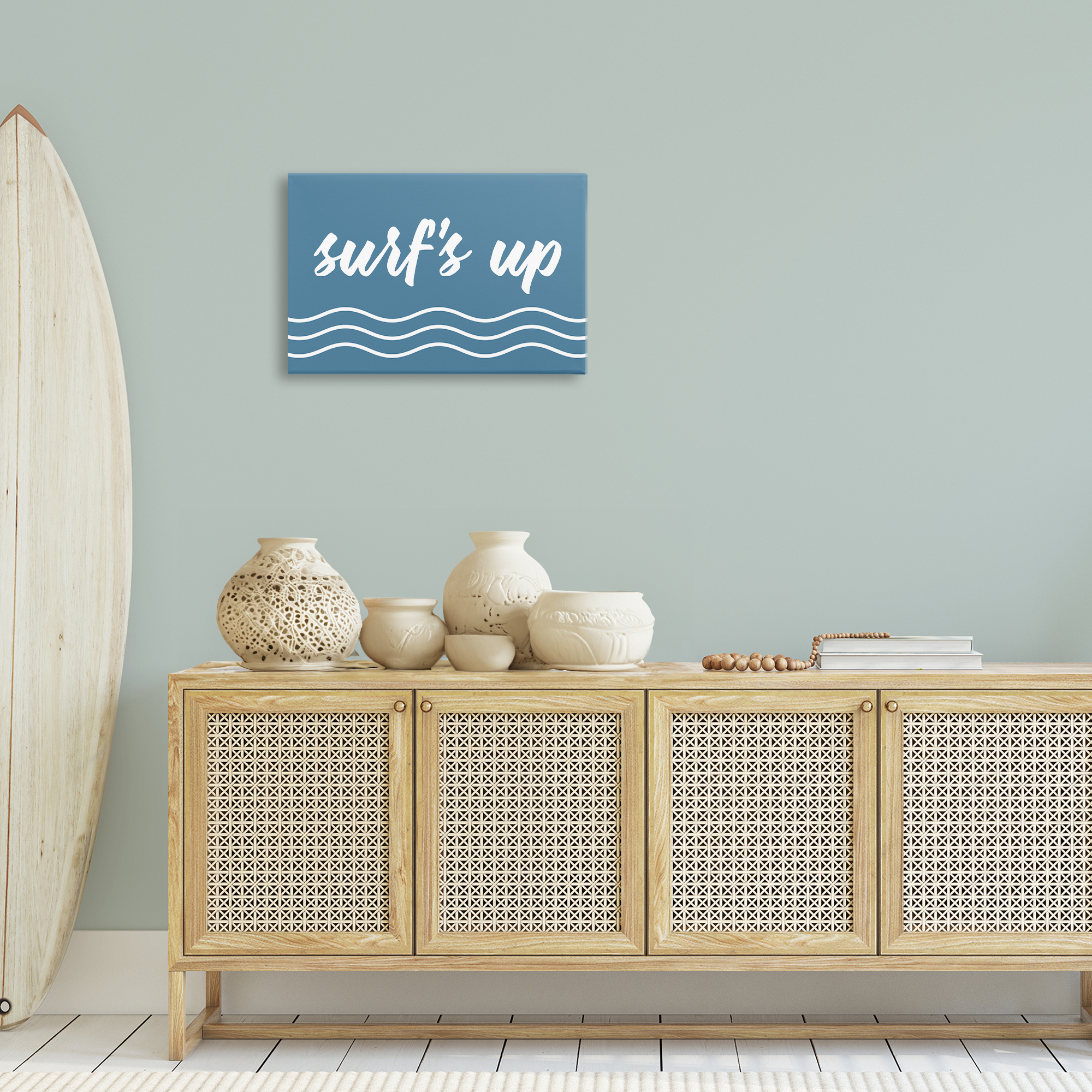 Stupell Industries Blue Surf's Up Typography Painting Gallery Wrapped Canvas Art Print Wall Art, 24 x 16