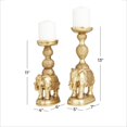 thumbnail image 4 of DecMode 2 Candle Gold Polystone Elephant Candle Holder, Set of 2, 4 of 9