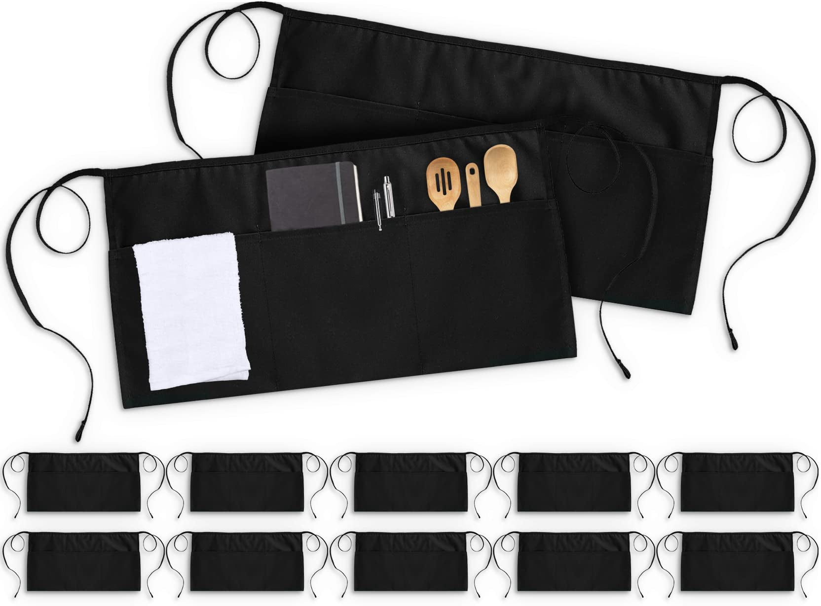 Cooking Aprons Black 24x12 Inches (Pack of 12)