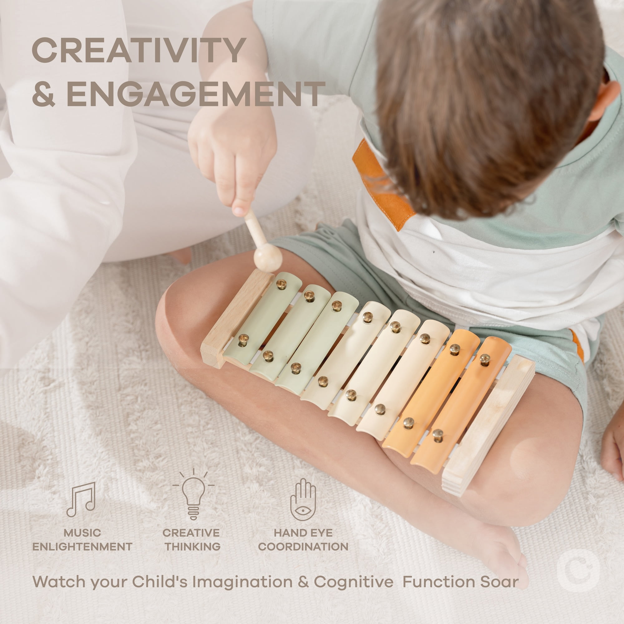 Comfy Cubs Xylophone for Kids 1 Year Old +, Percussion Instrument for Toddler Learning