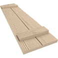 thumbnail image 6 of Ekena Millwork 11"W x 34"H (30 3/8" Low Side) Timberthane Sandblasted Two Board Joined Board-n-Batten w/Elliptical Top Faux Wood Shutters (Per Pair), Primed Tan, 6 of 6