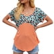 thumbnail image 2 of Camiseta de mujer de manga corta, cuello redondo, estampado, empalme, camiseta informal, naranja, S Noticed AP001236-13, 2 of 7