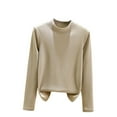 thumbnail image 2 of ClodeEU Women's Round Neck Base Layer Long Sleeve T Shirts,Long Sleeve Cozy Top Beige,Womens Plus XXL, 2 of 5