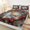 thumbnail image 3 of Feelyou Reindeer Elk Queen Sheet Sets for Teen, Christmas Pine Plant Flat Sheet, Winter Festival Holiday Queen Fitted Sheet, Ultra Soft Home Decor, 4pcs, 3 of 7
