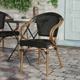 thumbnail image 3 of Flash Furniture Marseille Indoor/Outdoor French Bistro Stacking Chair with Arms Black/Natural, 3 of 15