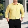 thumbnail image 2 of HISDERN Yellow Button Down Shirts for Men Casual Long Sleeve Shirt for Wedding & Business, 2 of 10