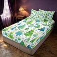 thumbnail image 2 of Manfei Festive Christmas Tree Zipper Twin Comforter Sets with Fitted Sheet and 2 Pillowcases,Traditional Polka Dot Zipper Bedding Set,Green White,Christmas Reversible,4pcs, 2 of 8