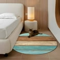 thumbnail image 2 of Small Round Rug 3Ft Washable Non-Slip, Farmhouse Aqua Brown Circle Area Rugs for Living Room Bedroom, Vintage Wooden Striped Indoor Floor Mats Carpet Runner for Home Decor, 2 of 8