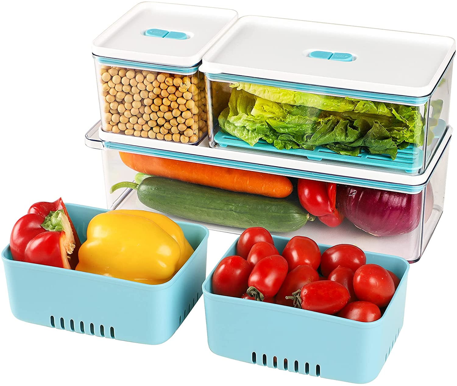 Fresh Keeper Box Stackable Produce Containers Keep with Vented