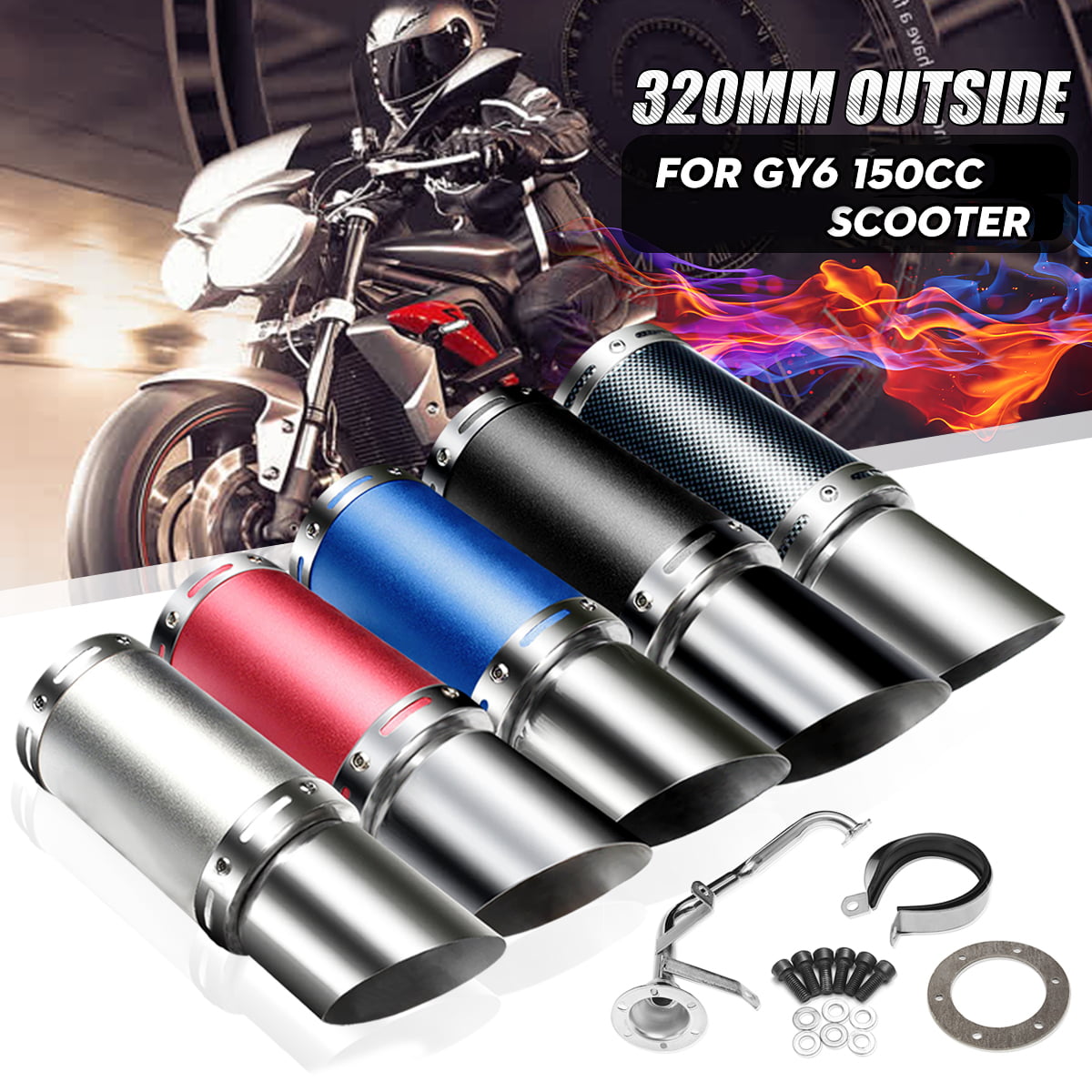 32mm universal stainless steel motorcycle atv exhaust silencer muffler pipe 