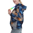 thumbnail image 2 of Picia Elegant Blue Gold Blooms Pattern Casual Women's Hoodie, Hooded Sweatshirt with Kangaroo Pocket, Comfortable Pullover with Eye-catching Drawstrings-Small, 2 of 7