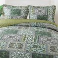 thumbnail image 3 of Juego de colcha acolchada NEWLAKE Queen de algodón bohemio verde, 3 of 8