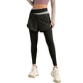 thumbnail image 2 of Huowey Yoga Pants Women Leggings Slim Fit High Waist Solid Color Fitness Joggings With Wide Leg Shorts Casual Breathable Running Sport Lightweight Cozy Trousers,Black,L, 2 of 6