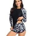 thumbnail image 2 of SWSMCLT Women's Beach Rash Guard Swimsuit Long Sleeve Hawaiian Fall Bathing Suit 2 Piece Surfing Slimming Short Casual Style4 Small, 2 of 4