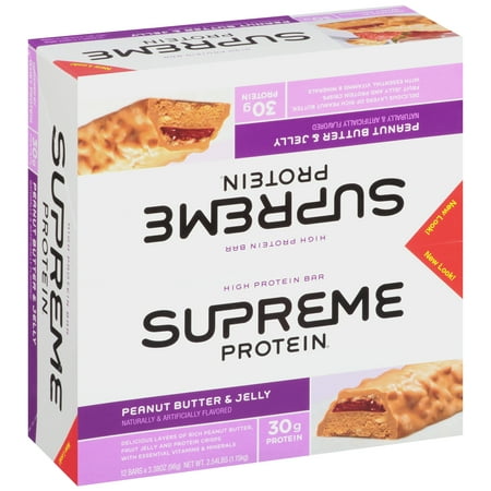 Supreme Protein ® Peanut Butter & Jelly haute Barres de protéines oz. 12 à 3,38 Bars