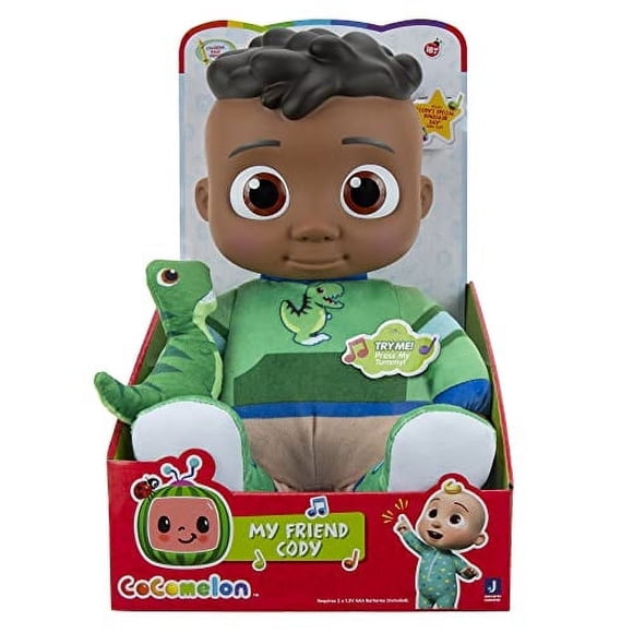 Muñeco de peluche CocoMelon My Friend Cody con dinosaurio para niños