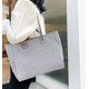 thumbnail image 3 of LHSHID Women Canvas Handbag Large Capacity Chain Tote Bag PU Handle Shoulder Bag, 3 of 6