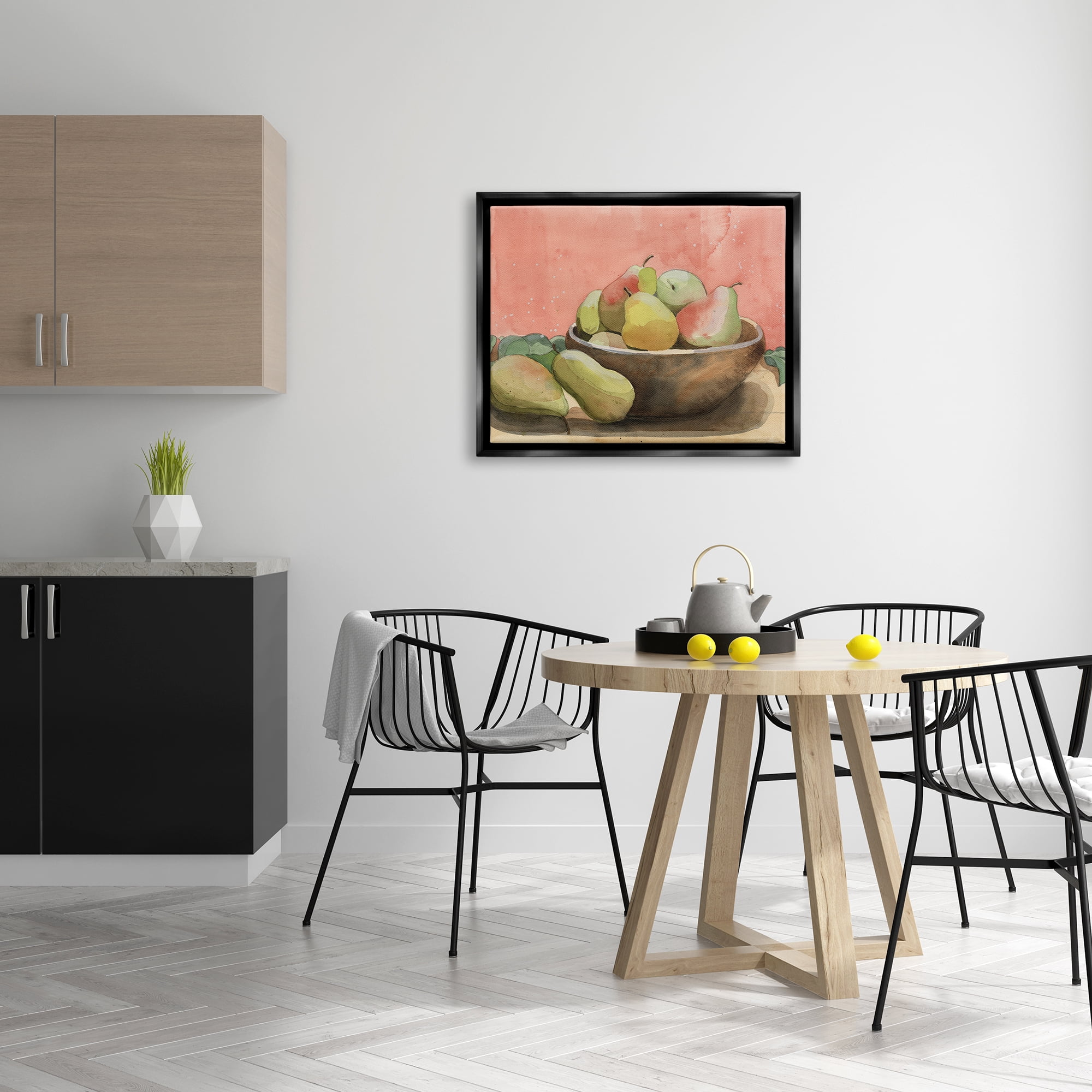 Stupell Industries Watercolor Pears Still Life Food & Beverage Painting Black Floater Framed Canvas Art Print Wall Art, 31 x 25
