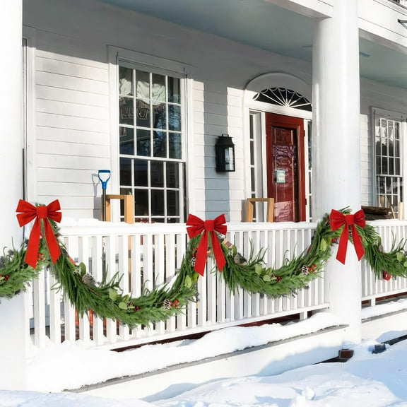 Bootesun 2PCS Artificial Norfolk Pine Garland, 6FT Real Touch Pine Garland with Pinecones, Red Berries, Faux Greenery Garlands for Table Fireplace Holiday Indoor Outdoor Christmas Decorations