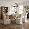 thumbnail image 6 of Dayalane 63" Farmhouse Dining Table Set for 6, Solid Wood Kitchen Table Set with Linen High Back Slipcovered Parsons Dining Chairs for Kitchen Dining Restaurant, 6 Stripe Chairs & 1 Natural Table, 6 of 9