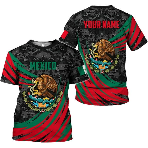 Personalized Mexico Shirt, Camisas de Mexico Customized Mexican Shirts Mexican Flag Mexico 3D Shirt for Men Women (T-shirt, S)