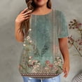 thumbnail image 2 of Womens Plus Size Tops for Summer Casual Floral Prints Fashion Loose Tunic Crewneck T Shirts Graphic Tee L-5XL (4X-Large, Green 01), 2 of 5