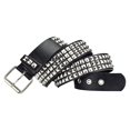 thumbnail image 1 of Qarigey Moda PU cuero tachonado cinturón cintura cinturón ajustable remache cintura cinturón Cinturones Negro, 1 of 1