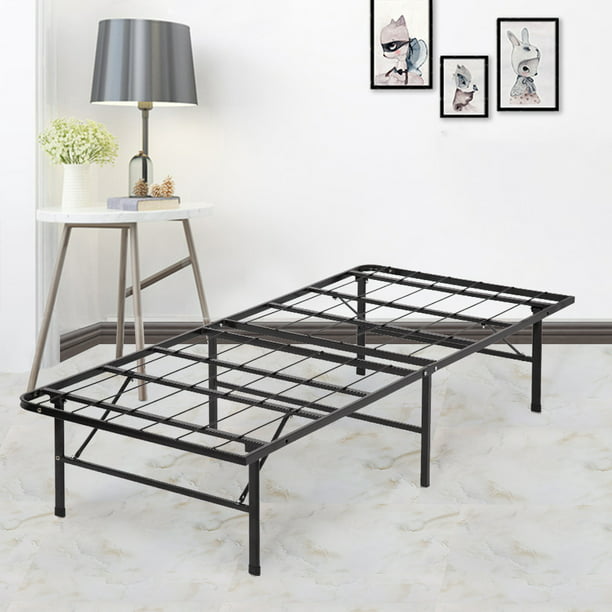 Modern Bi Fold Folding Platform Metal, Twin Size Fold Up Bed Frame