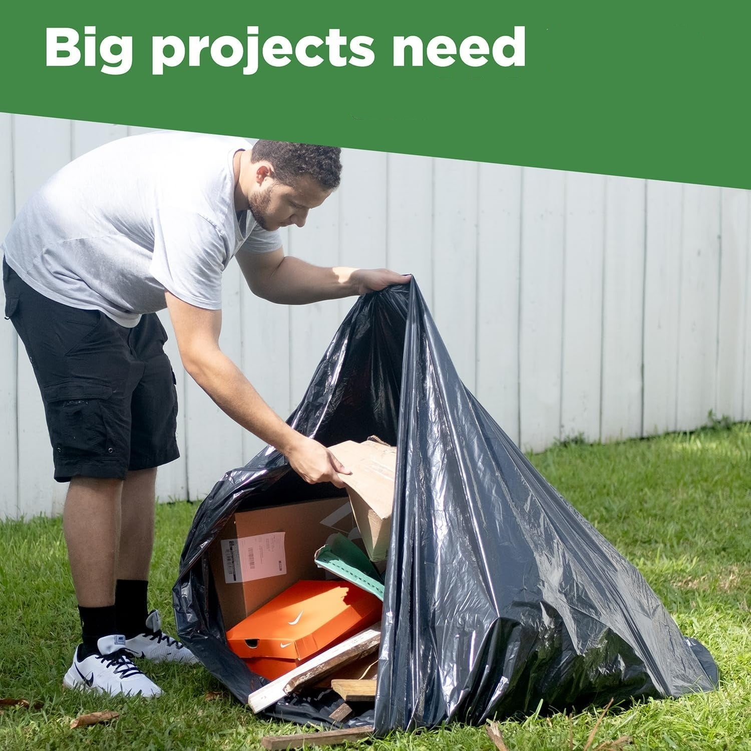 Gallon Trash Bags Heavy Duty, Black Garbage Bags (50 COUNT) Extra Large 90, 95, 96, 100 Gallon Can Liners