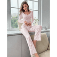 thumbnail image 5 of ScarletteEmmy Women’s Floral Pajama Set, Long Sleeve Button Front Lounge Sleepwear, Soft Ribbed Knit 2-Piece PJs, Lightweight Comfortable Homewear, Elegant Printed Loungewear Gift for Her, 5 of 7